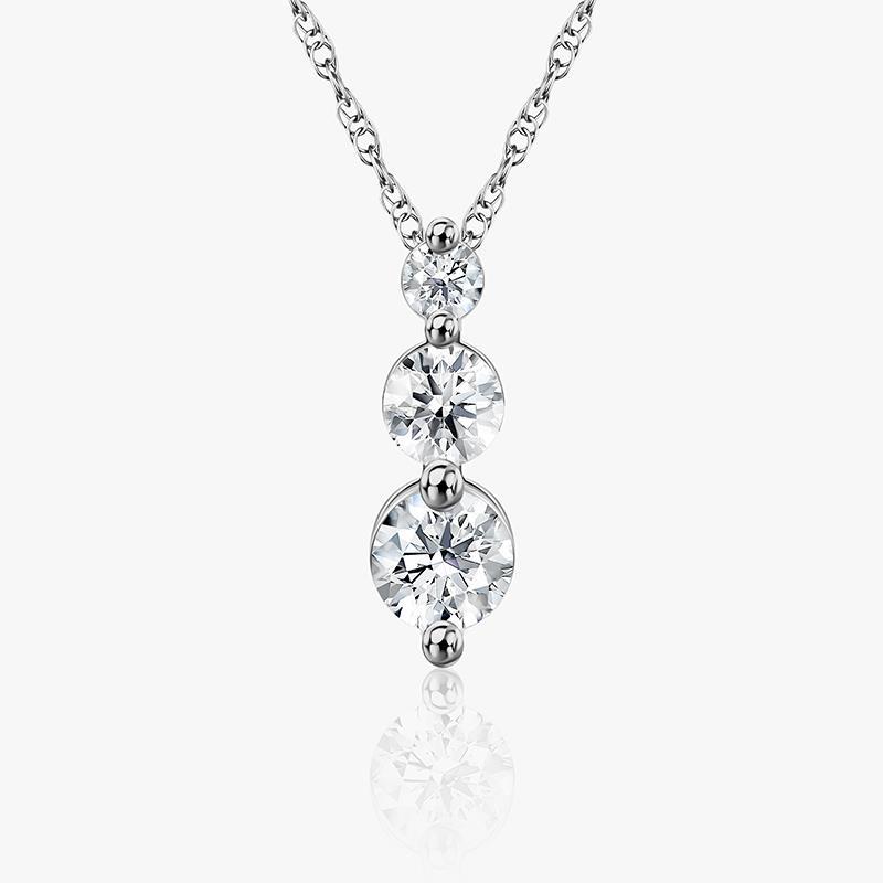 New Earth Lab Diamond 3-Stone Necklace 1 ctw (sterling silver)